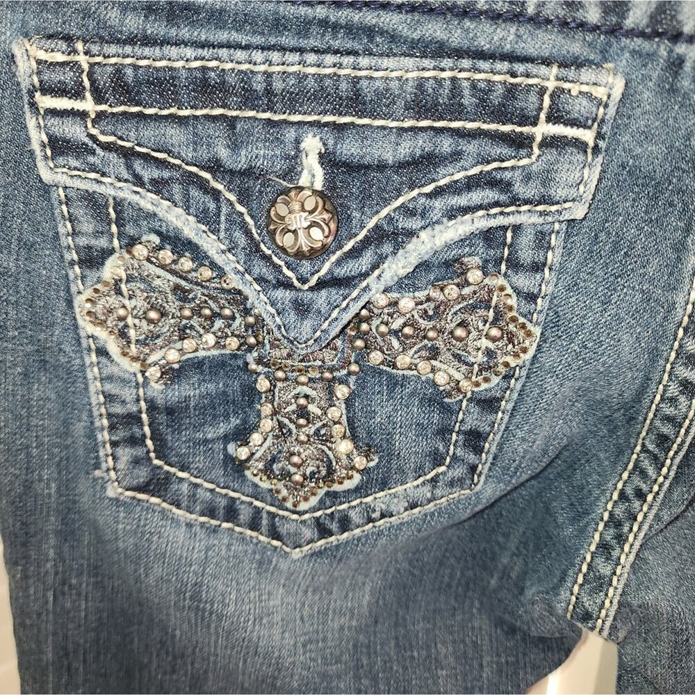 MISS ME EMBELLISHED JEANS SIZE 28 BOOT CUT - Picture 3 of 9